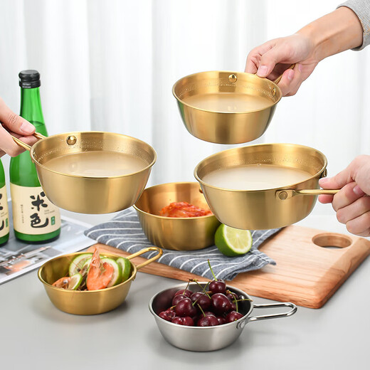 304 stainless steel Korean rice wine bowl, rice bowl, rice wine bowl with handle, special hot and cold wine bowl for restaurants, cooking bowl 304 rice wine bowl - with single handle - natural color 16.5CM