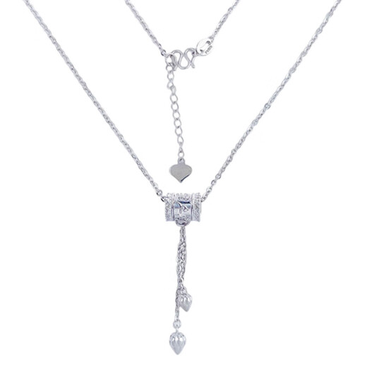 Lao Fengxiang platinum six-character mantra tube bead necklace platinum set chain platinum jewelry white gold about 7g