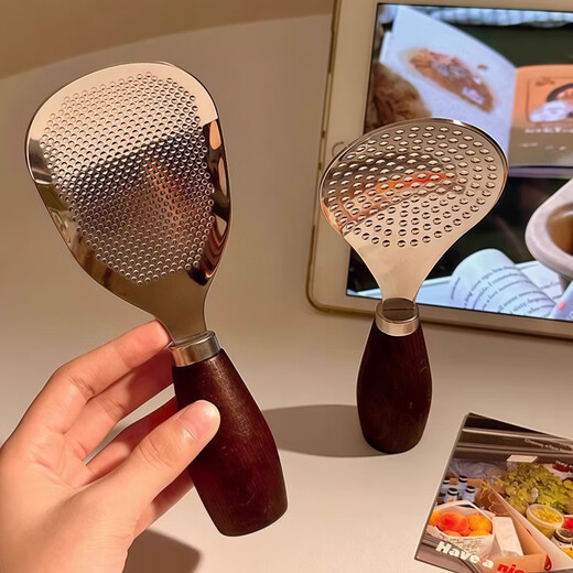 The same rice spoon as Fat Donglai can stand upright, non-stick rice, stainless steel rice shovel with imitation walnut handle, upgraded thickened stainless steel rice spoon, 1 pack, can stand upright