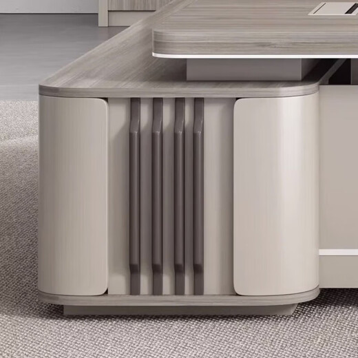 Light luxury boss table and chair combination, simple and modern president's office office furniture, chairman manager leader's elegant desk, including home installation, 2.0 meters luxury double cabinets