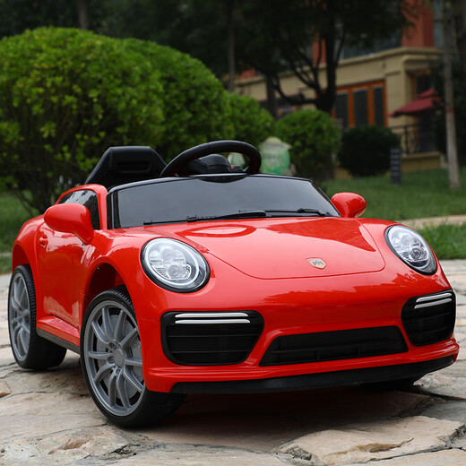 Hot Leopard children's electric car children's electric car four-wheel toy car large seatable remote control sports car one-year gift for men sports car red single drive + 6V4A battery