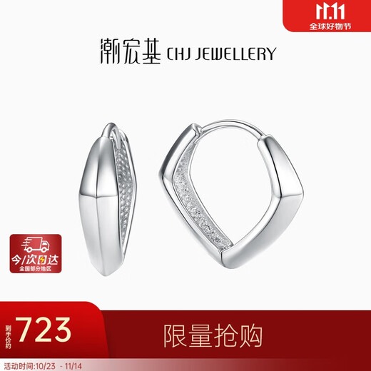 Trendy Acer Royal Fan Geometry PT950 platinum earrings women's earrings birthday gift pricing single model about 1.4g