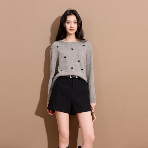 Sancai 2025 new winter waist casual shorts small A wide leg pants boot pants slim and versatile simple temperament S classic black M 160/68A 160/68A