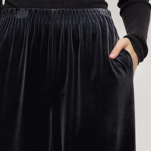 Gloria velvet wide-leg pants for women 2025 new winter wear knitted seamless high-waisted trousers 1EDL1I420 41B Gray S