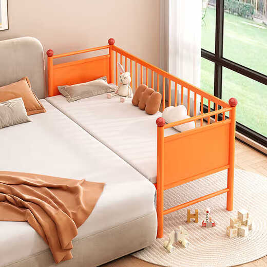 Jusi Iron Art Children's Spliced Bed with Guardrail Bed Baby Crib Extra Wide Large Bedside Artifact Baby Single Bed Children's Bed Pink Size Contact Customer Service for Customization