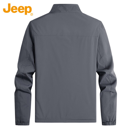 Jeep (JEEP) jacket men's velvet thickened warm jacket autumn and winter stand-up collar casual loose clothes dark gray velvet XL