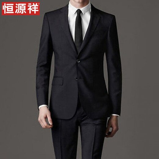 Hengyuanxiang Suit Suit Men's Jacket Business Casual Formal Wear Groomsmen's Wear Groom Wedding Professional Sales Small Suit Single Dress 2 Buttons Pure Black - Single Suit Top M 165 Size Suitable for 90-100 Jin Jin is equal to 0.5 kg