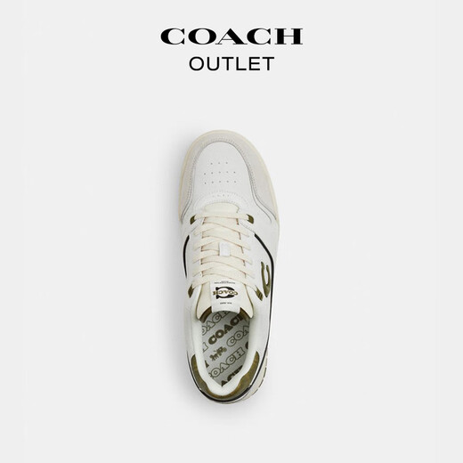 COACH New Year's Gift Outlet Men's SOHO Sports Shoes Casual Shoes Comfortable Commuting Olive Green/Bright White 44