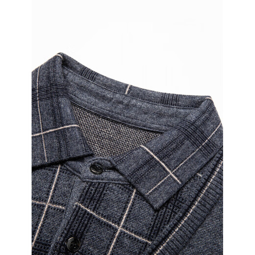 
NOSSKISS fake two-piece sweater men's autumn and winter casual plaid shirt collar layered base knitted men's worsted pure wool sweater on cyan S 165 [suitable for 105-120Jin [Jin equals 0.5 kg]]