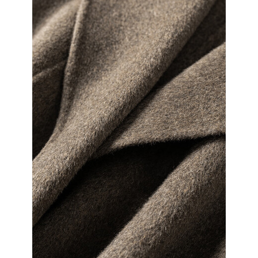 William fox&sons fine and flexible 100% sheep wool double-sided wool coat with split lapels, double rows of belts and over-the-knee coat, brown M /48