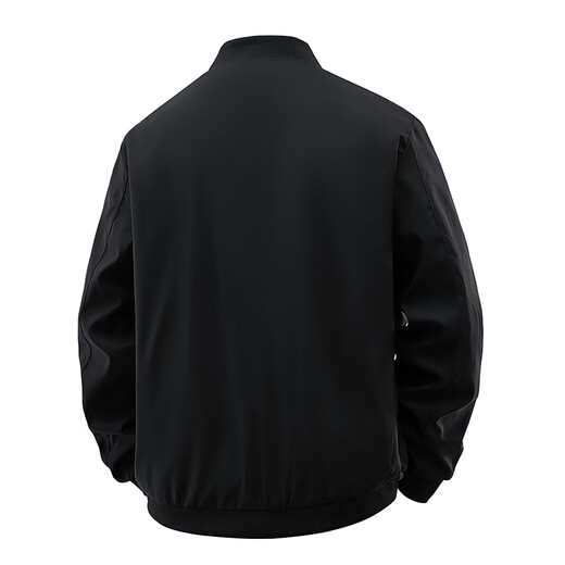 MiiOW Men's Stand Collar Jacket Autumn 2025 New Loose Casual Solid Color Windproof Baseball Jacket Workwear Top Jacket F Black 2XL