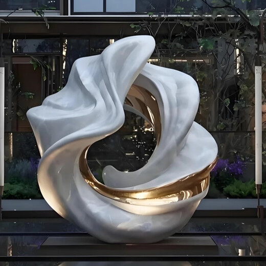 Hui Yilin stainless steel special-shaped ring sculpture custom abstract metal outdoor landscape garden water feature moon luminous ornament red