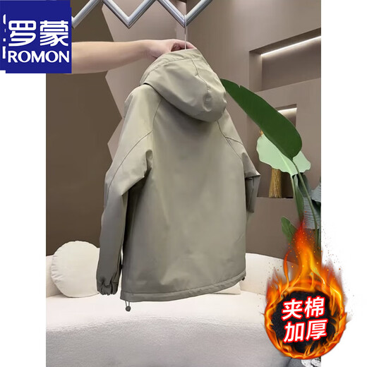 ROMON autumn and winter new men's assault quilted jacket 2025 thickened windproof workwear hooded two-cotton jacket black thick quilted XL recommended weight 135-150Jin Jin equals 0.5 kg