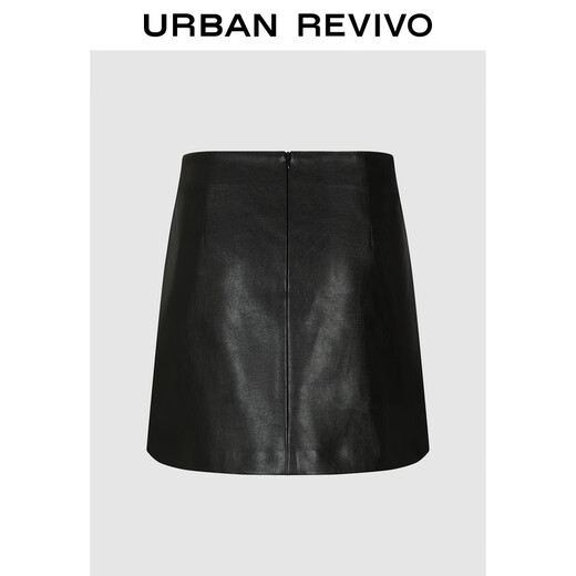 Ur [Hot] 2025 Autumn New Women's Streamer Punk Leather Falda corta UWJ550056 Negro S