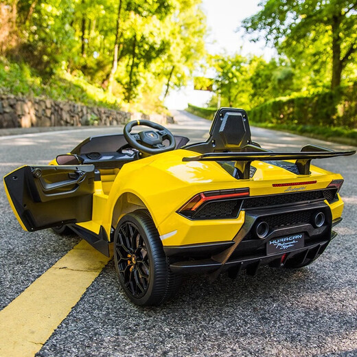 Cool Sun Lambo yellow children's remote control car can sit on baby electric car children's car can drive four-wheel drive