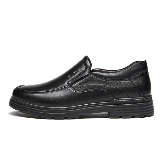 Kangnai men's first-layer cowhide business casual shoes slip-on comfortable commuting office leather shoes for men black 42