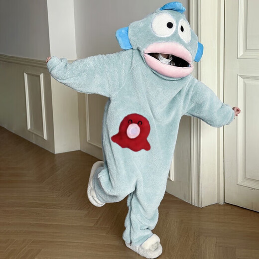 Manlinmu Ugly Fish One-piece Pajamas Ugly Fish Children's Cute Funny One-piece Pajamas Boys and Girls Autumn and Winter Thickened Coral Velvet Ugly 661 Ugly Fish Pajamas Children's S Children 140-150cm68-85