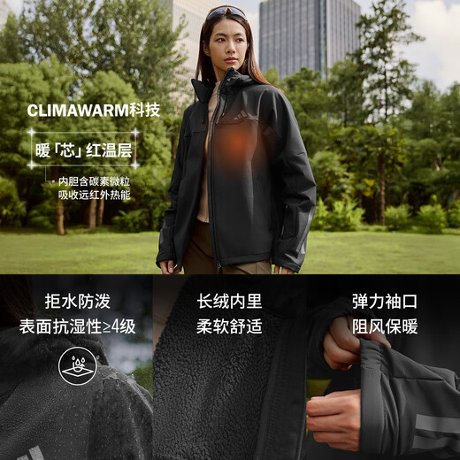 Adidas waterproof, windproof and warm casual velvet hooded jacket for men and women in autumn and winter Adidas light sports black L