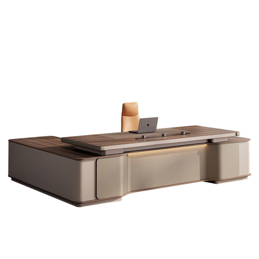 Qiheng (XIIBLC) desk boss desk and chair combination simple modern light luxury high-end office chairman desk president desk desk 1.8 meters single cabinet boss desk + boss chair A