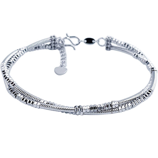 Lao Fengxiang platinum bracelet pt950 bamboo abacus bead bracelet solid birthday gift for girlfriend platinum jewelry platinum about 12.55g 54 rings + 2cm extension chain