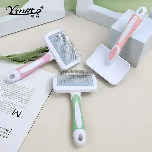 Pet comb, dog grooming needle comb, cat and dog detangling comb, hair removal comb, hair removal comb, beauty cleaning comb, pet fluffy comb - green - 1 pc