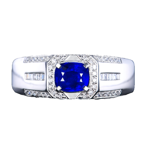 HEEKAIYI Sapphire Ring Men's Royal Blue 18k Gold Diamond Ring Chinese Valentine's Day Birthday Gift for Husband and Boyfriend No Burn GUILD/Royal Blue 0.97 carat Ring can be changed Contact customer service