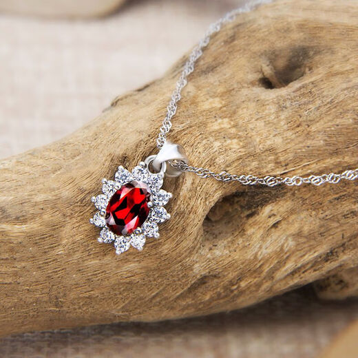 Shimei Ruby Sterling Silver Pendant Earrings Ring Bracelet Set Women's 925 Silver Inlaid Garnet Ruby Necklace Pendant