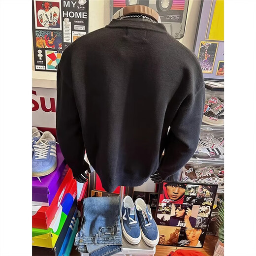 Pugos black Henry collar sweater men's autumn American retro high-end knitted sweater cleanfit inner layering shirt Gray XL 130-150Jin Jin equals 0.5 kg