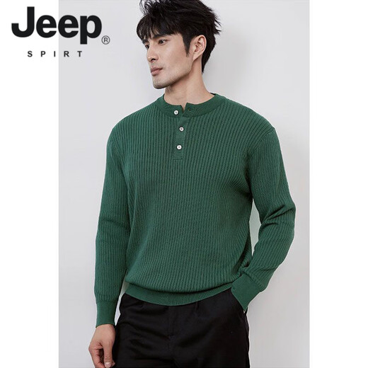 JEEP SPIRIT Henry collar long-sleeved sweater men's autumn American high-end muscular men's fitness all-match slim tight T-shirt B506 white M