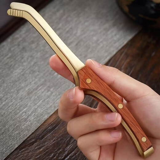 Meikejie pure brass tea clip, cup clip, tea tweezers, tea set accessories, copper tea making tools, cup washing tea clip, thickened non-slip tea clip, plain short clip