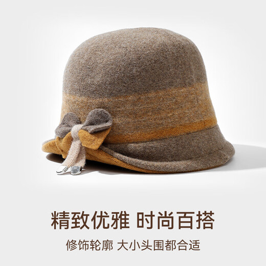Shanghai Story 2025 New Hat Wool Basin Hat Women's Fisherman Hat Thickened Warm Retro Ear Protection Gift Box Xiquan Velvet Sand-Beige Adjustable (53cm-57cm)