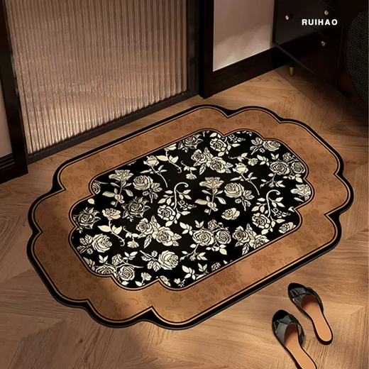 Yusen Yi Zhong Ancient Style Bathroom Super Absorbent Floor Mat Bathroom Toilet Door Diatom Mud Anti-Fall Quick-Drying Anti-Slip Foot Mat Classical Treasure-Diamic Mud Special-shaped Floor Mat 80x120cm (large size available in many places)