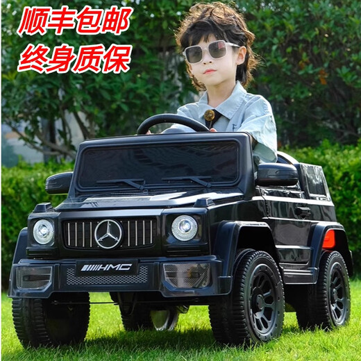 Black rice children's car electric car four-wheeled big g toy car can be driven by one person with remote control for boys and girls baby gift black 12V battery + remote control + music