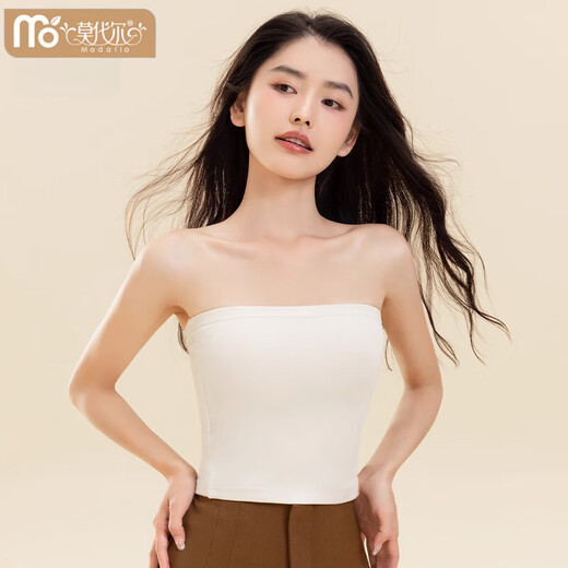 Modal Velvet Tube Bra Wedding Dress Strapless Vest Women's Winter Thickened Top Dress Warm Inner Layer Wrap Chest Without Breast Pad Cloud White One Size (80-110Jin Jin is equal to 0.5 kg)