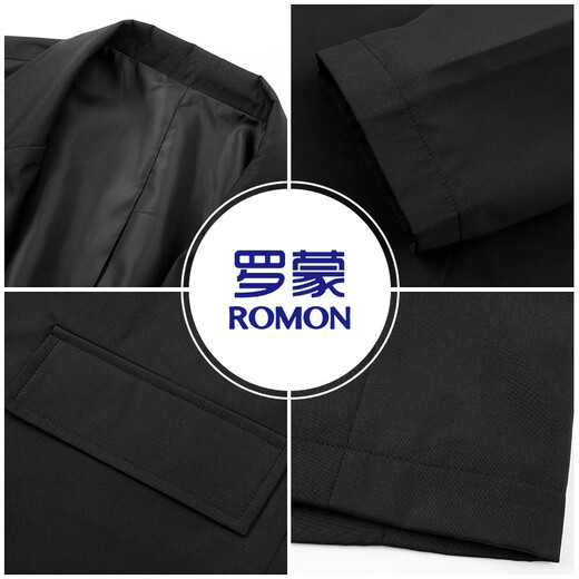 ROMON suit men's casual formal wear young and middle-aged newlywed groomsmen work professional business tops spring and autumn jacket black 3XL