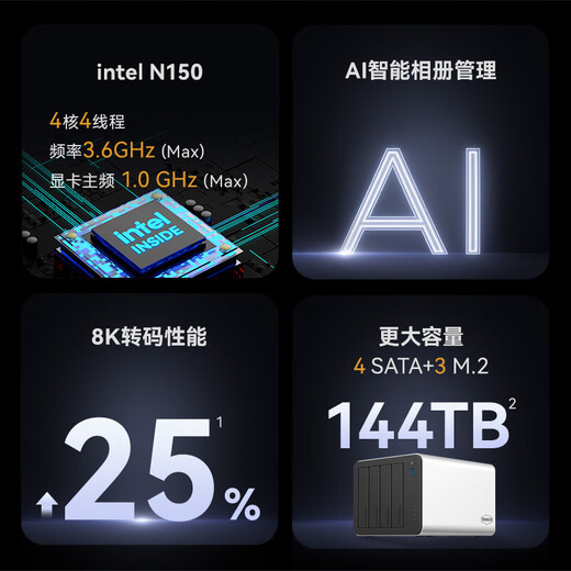 TerraMaster Private Cloud F4-425 Plus 16G-Version, Aluminiumlegierung, 4-Bay-NAS-Netzwerkspeicher, Unternehmensbüro, Ai-Heim-Cloud-Server, Mobiltelefon-Tablet-Erweiterung, Fotoalbum-Backup