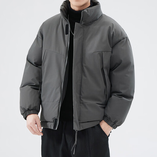 JEEP SPIRIT Cotton Clothes Men's Autumn and Winter American Simple Stand Collar Cotton Clothes Versatile Casual Trendy Brand Warm Cotton Jackets Black XL