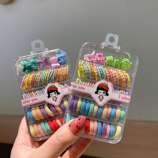 Garnbei's new candy-colored hair tie rubber band for children that does not hurt the hair, hair rope, girl's box, hair tie, baby hair rope headdress, sweet color box set, 1 piece