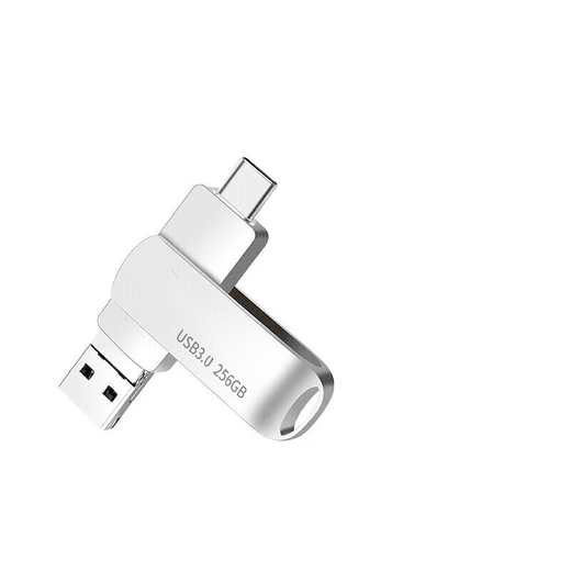 手机安卓电脑通用优盘高速3.0三合一大容量1T金属定制u盘 银色 三合一接口256G