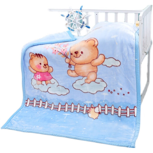 Other baby blankets, newborn blankets, children's double-layer thickened quilts, autumn and winter baby cloud blankets, kindergarten nap quilts, big-eared rabbits 1526 blue 1.2 kg 110*140