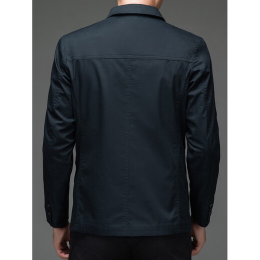 BESNOS spring and autumn pure cotton windbreaker men's short business casual middle-aged and elderly men's dad jacket thin jacket top light khaki M /170 (suitable for 110-135Jin Jin equals 0.5 kg)