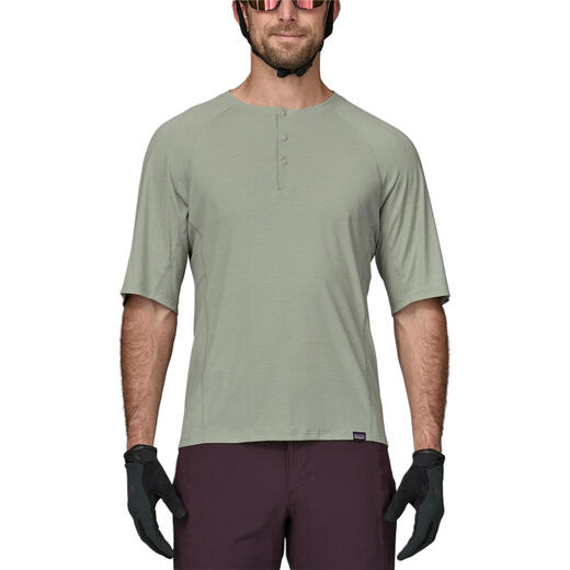 Patagonia short-sleeved T-shirt men's Cap Cool C1 series Trail Bike Henley solid color black BLK M