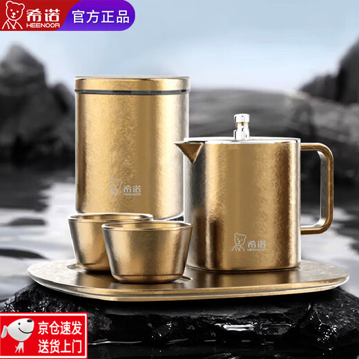 HEENOOR 2025 new pure titanium tea set 5-piece set floral tea cup tea can Rizhao Jinshan
