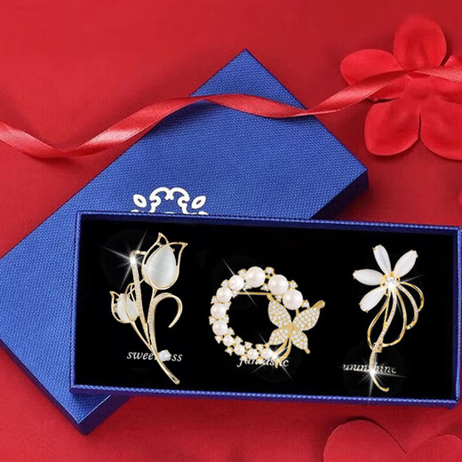 
Jingsheng Ya's Weekly Brooch Women's High-end Brooch Set Suit Accessories Teacher's Day Gift Female Teacher High-end Practical and Exquisite Temperament Brooch Three-piece Set [Gift Box]