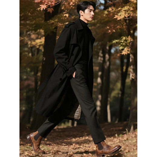 Playboy (PLAYBOY) high-end British style extended trench coat spring and autumn men's double-breasted business casual handsome coat trendy khaki XL