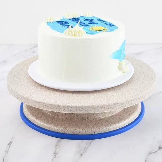 Yusenyi Cake Home Decorating Birthday Decorating Baking Turntable Used as Cake Making Tool Table Convolving Table Holder Turntable Turntable Commercial Wheat Straw Decorating Turntable Wheat Color Diameter 27.5cm