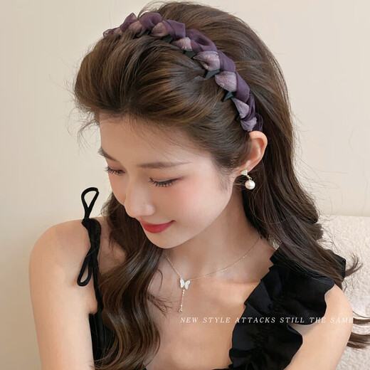 Dingjing headband light luxury women's 2025 new elegant purple high skull hair hole headband high-end face wash hairpin headwear