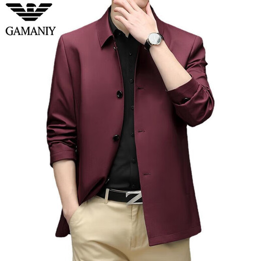 Armani Armani jacket men's spring and autumn lapel casual jacket middle-aged dad wear business loose solid color jacket khaki M 170