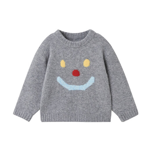Papa crawling autumn and winter new parent-child sweater mother-daughter sweater warm mother-child top light gray-children 90