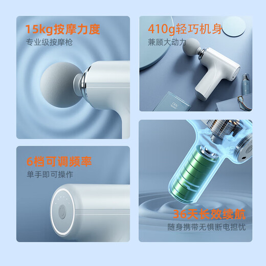 Mimi APP's same fascia gun multi-functional silent mini emerging muscle massager grade neck mask grab vibration massage gun off-white standard version-9kg thrust gift box 12mm deep massage